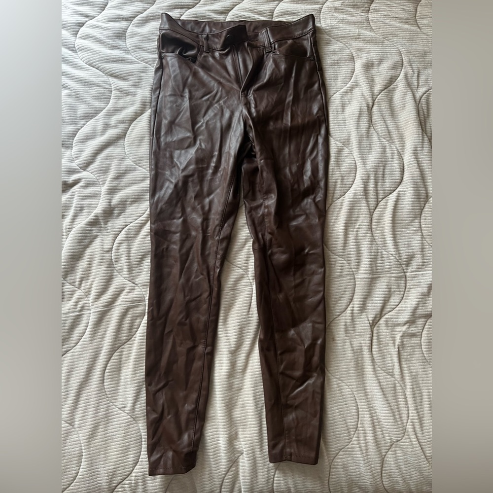 Brown leather free people pants